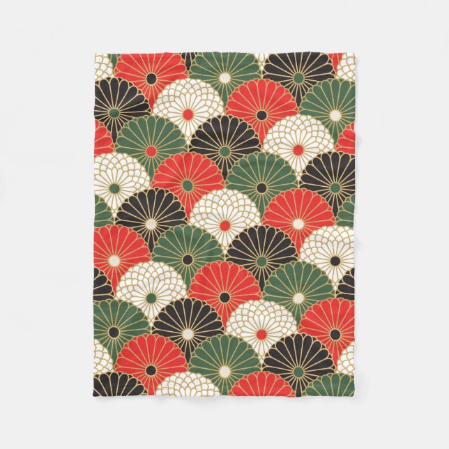 japanisches Druckdesign - Kimono-Muster Fleecedecke (Vorderseite)