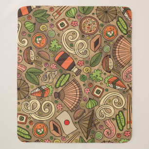 Japanisches Essen: Cute Hand Drawn Sherpadecke