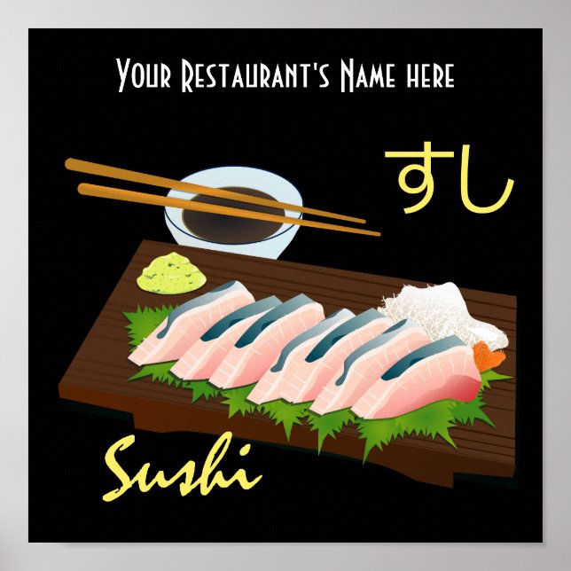 Japanisches Essen Sushi Black Poster (Vorne)