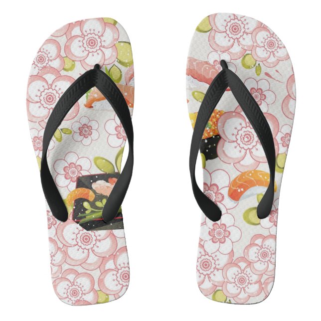 Japanisches Essen: Sushi-Muster 2 Flip Flops (Fußbett)