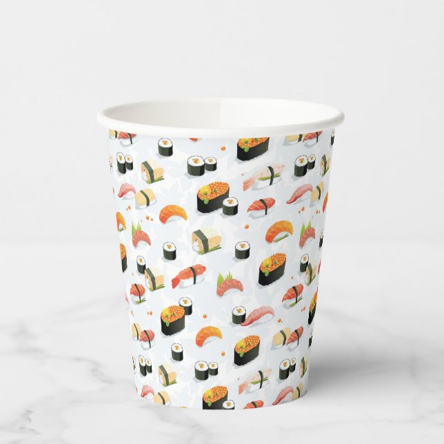 Japanisches Essen: Sushi Pattern Pappbecher (Links)