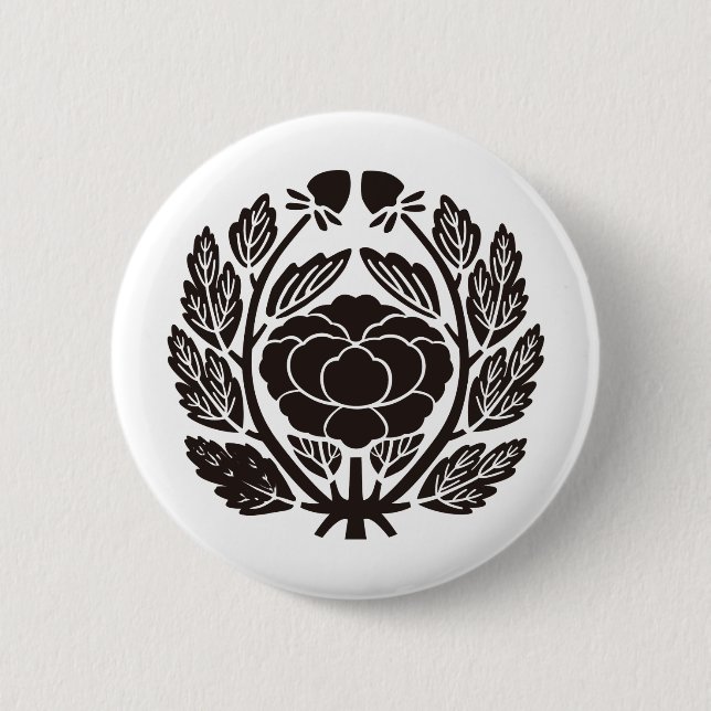 Japanisches Familienwappen KAMON Symbol Button (Vorderseite)