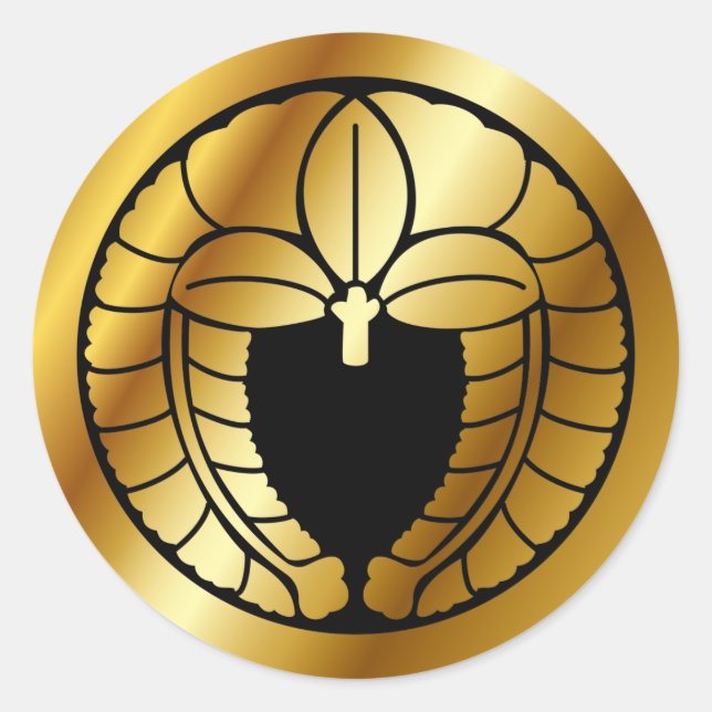 Japanisches Familienwappen (KAMON) Symbol Runder Aufkleber (Vorderseite)