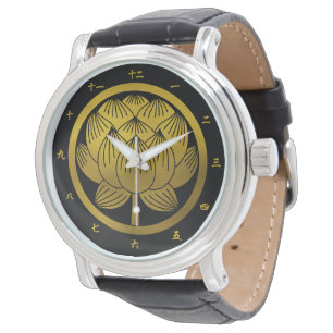 Japanisches Familienwappen-Lotus Armbanduhr