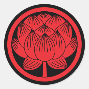 Japanisches Familienwappen-Lotus Runder Aufkleber