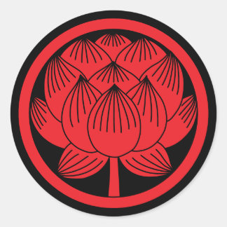 Japanisches Familienwappen-Lotus Runder Aufkleber