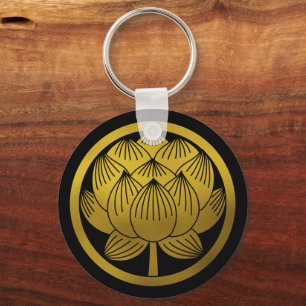 Japanisches Familienwappen-Lotus Schlüsselanhänger