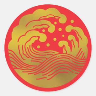 Japanisches Familienwappen-Wave Runder Aufkleber