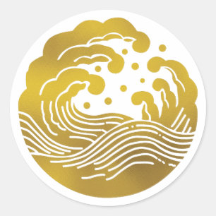Japanisches Familienwappen-Wave Runder Aufkleber