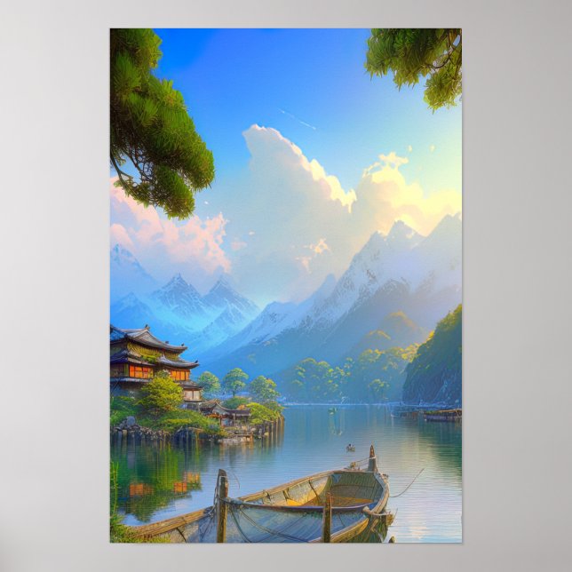 Japanisches Fischerdorf Poster (Vorne)