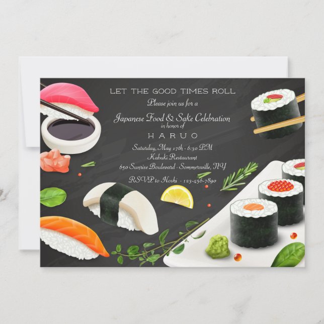 Japanisches Food Sushi-Party Einladung (Vorderseite)