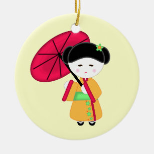 Japanisches Geisha-Mädchen Keramik Ornament