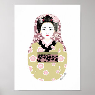 Japanisches Geisha‑Matrjos Poster