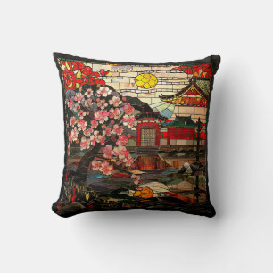 Japanisches Glasmalerei-Kunst-Wurfkissen Kissen