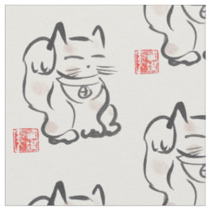 Japanisches glückliches Katze Maneki Neko Gewebe Stoff