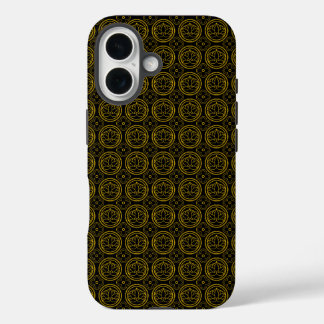 Japanisches Gold & Black Hasu iPhone 16 Fall Hülle