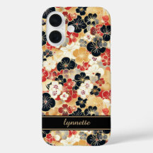Japanisches Gold-Blumenmuster mit Monogramm