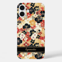 Japanisches Gold-Blumenmuster mit Monogramm