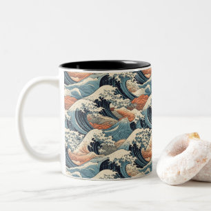 Japanisches Großwellenmuster Zweifarbige Tasse
