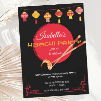 Japanisches Hibachi Dinner Party Geburtstag Einlad Einladung