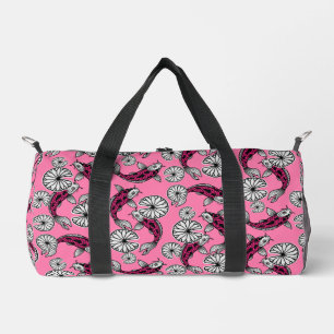 Japanisches Indigo-Rosa-Karpfen-Volkskunstmuster Duffle Bag