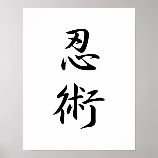 Japanisches Kanji für Verstohlenheit - Ninjutsu Poster (Vorne)