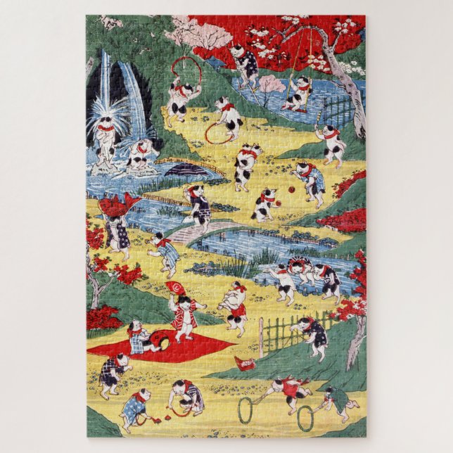Japanisches Katzen Land, Utagawa Kunitoshi (Vertikal)