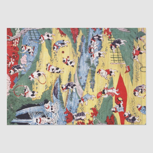 Japanisches Katzen Land, Utagawa Kunitoshi Seidenpapier (Vorderseite)