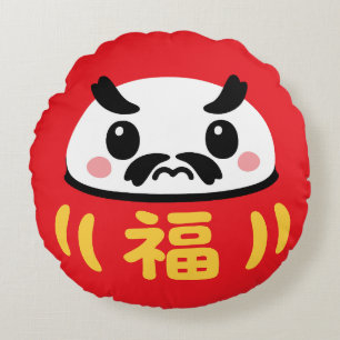 Japanisches Kawaii Daruma Rundes Kissen