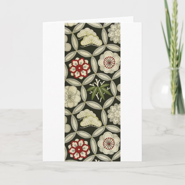 Japanisches KIMONO Gewebe, Blumenmuster Karte (Vorderseite)