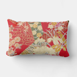 Japanisches KIMONO Gewebe, Blumenmuster Lendenkissen