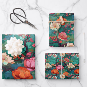 japanisches Kimono-Muster Geschenkpapier Set