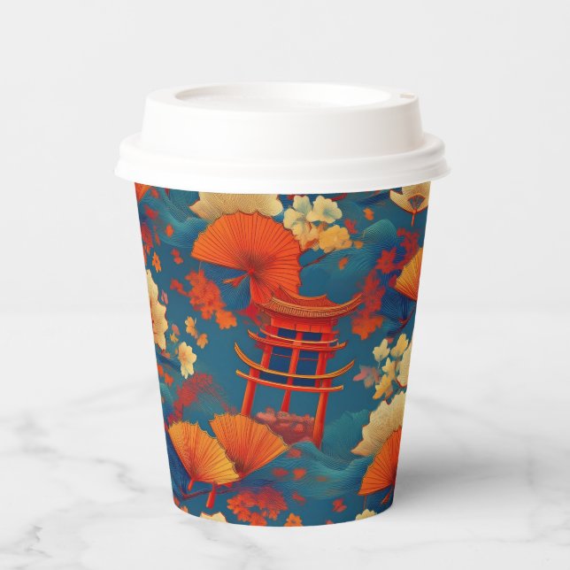 japanisches Kimono-Muster Pappbecher (Vorderseite)