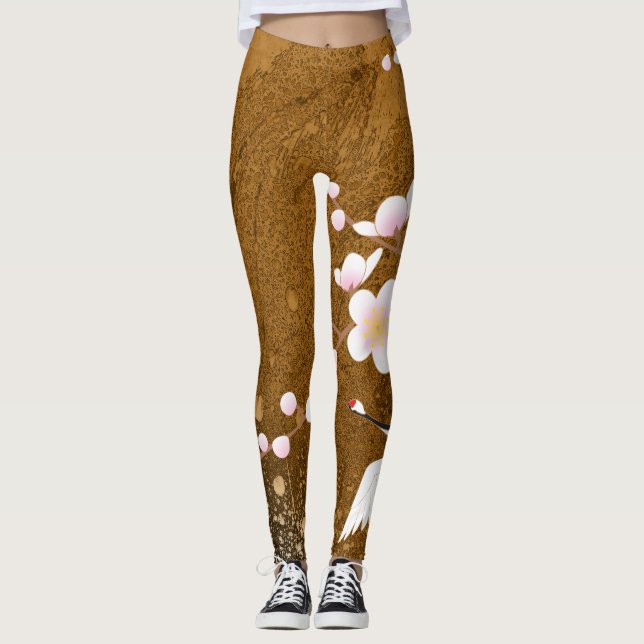 Japanisches Kimono Patern D Leggins-Schwarzes Leggings (Vorderseite)