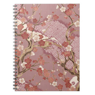 Japanisches Kimono Pflaumenblüten Blumen Notizbuch Notizblock