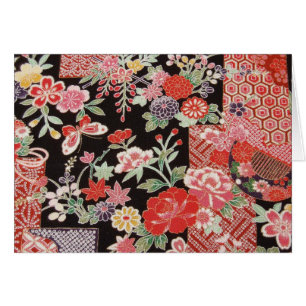 Japanisches KIMONO Textil, Blumenmuster