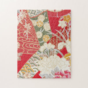 Japanisches KIMONO Textil, Blumenmuster