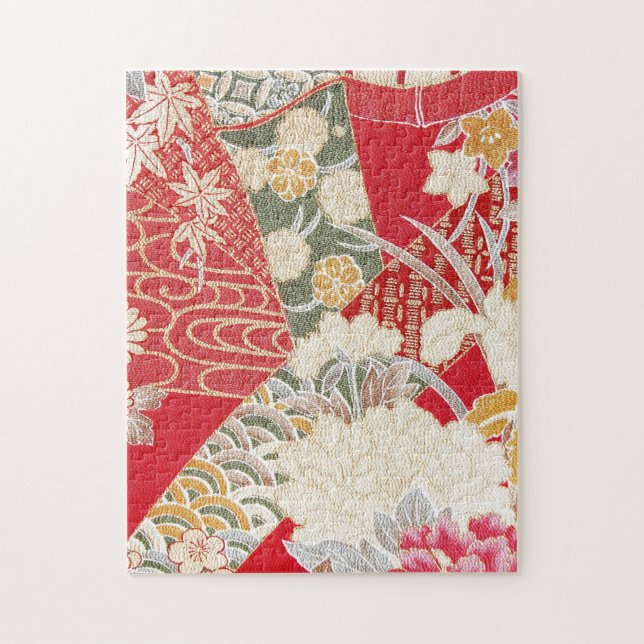 Japanisches KIMONO Textil, Blumenmuster (Vertikal)