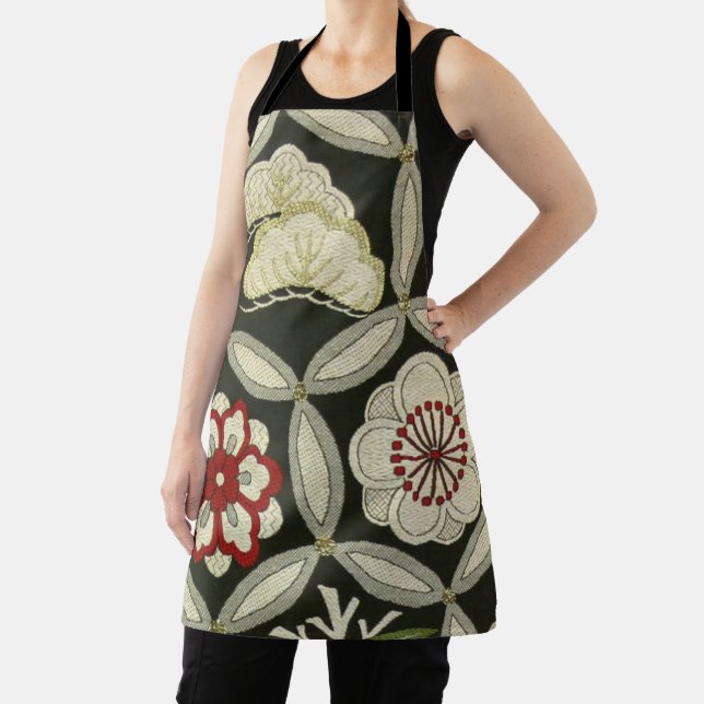 Japanisches KIMONO Textil, Blumenmuster Schürze (InSitu)
