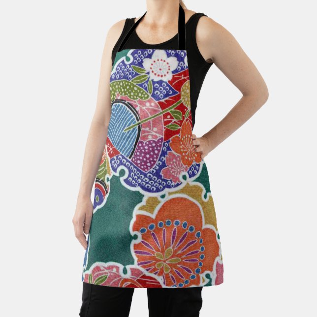 Japanisches KIMONO Textil, Blumenmuster Schürze (InSitu)