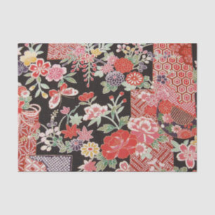 Japanisches KIMONO Textil, Blumenmuster Seidenpapier