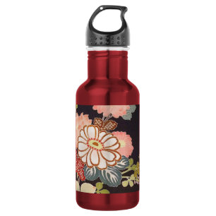 Japanisches KIMONO Textil, Floret Muster Edelstahlflasche