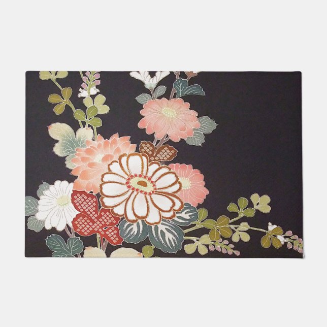 Japanisches KIMONO Textil, Floret Muster Fußmatte (Vorderseite)