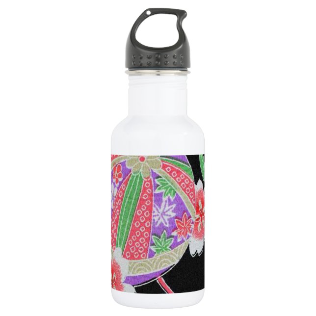 Japanisches KIMONO Textil, Floret Muster Trinkflasche (Vorderseite)