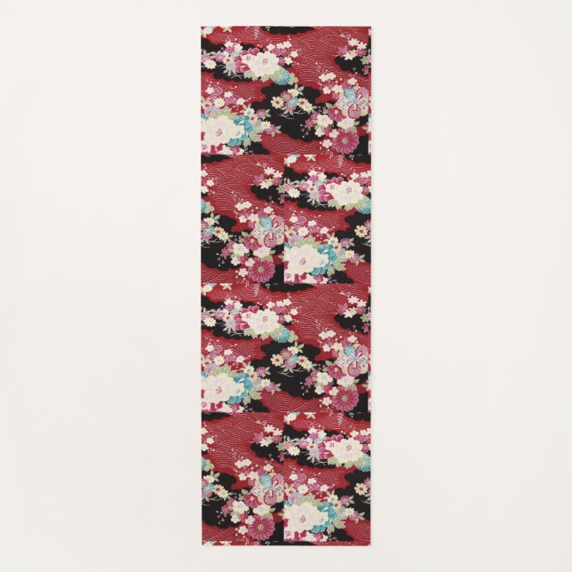 Japanisches KIMONO Textil, Floret Muster Yogamatte (Vorderseite)
