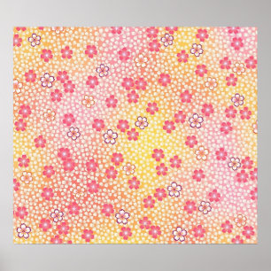 Japanisches KIMONO Textil, Kirschblütenmuster Poster