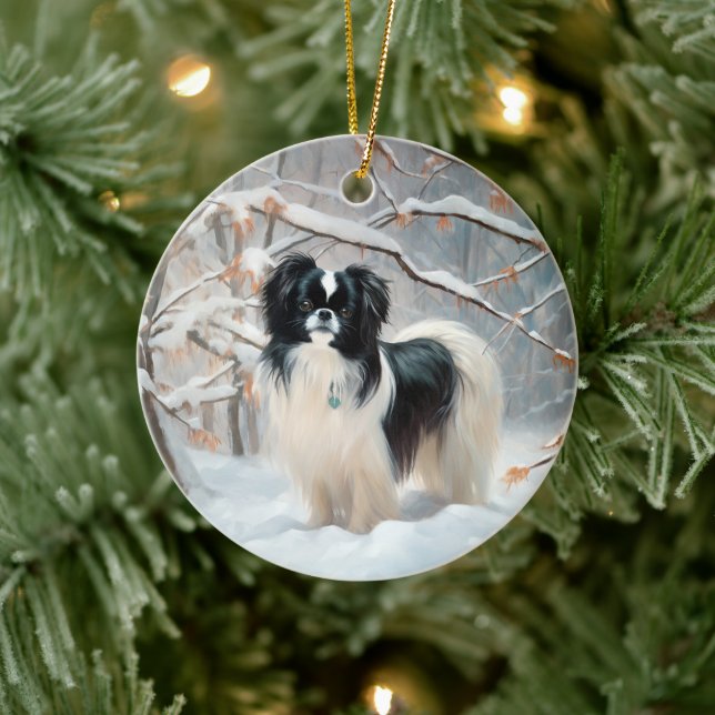 Japanisches Kinn Let It Snow Weihnachten Keramik Ornament (Baum)