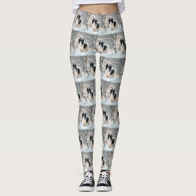 Japanisches Kinn Let It Snow Weihnachten Leggings (Vorderseite)
