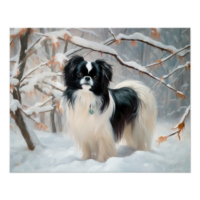 Japanisches Kinn Let It Snow Weihnachten Poster (Vorderseite)