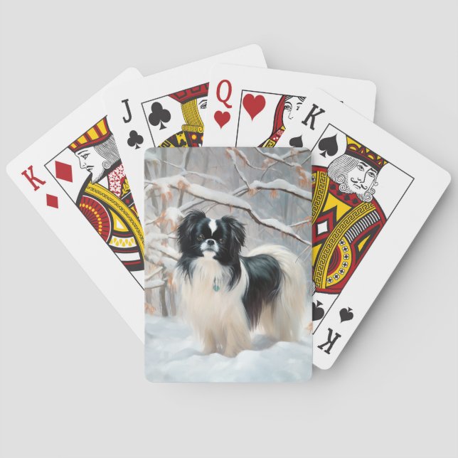 Japanisches Kinn Let It Snow Weihnachten Spielkarten (Rückseite)